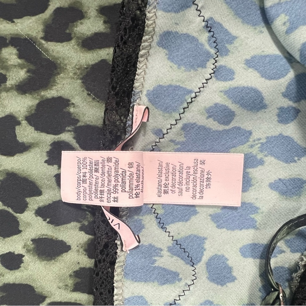 Victoria’s Secret Green Leopard Print Lace Trim Slip Dress - Picture 5 of 5